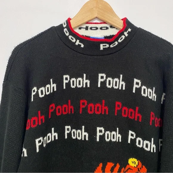 Vintage Disney‎ Winnie the Pooh Tigger Sweater Black Knit 90s Unisex Small/Med - Picture 2 of 8